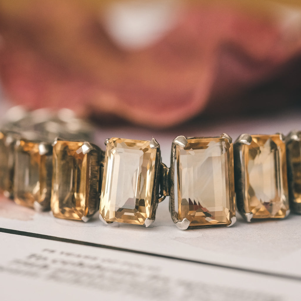 1950s Mid-Century 27 Carat Citrine Bracelet - Lost Owl Jewelry