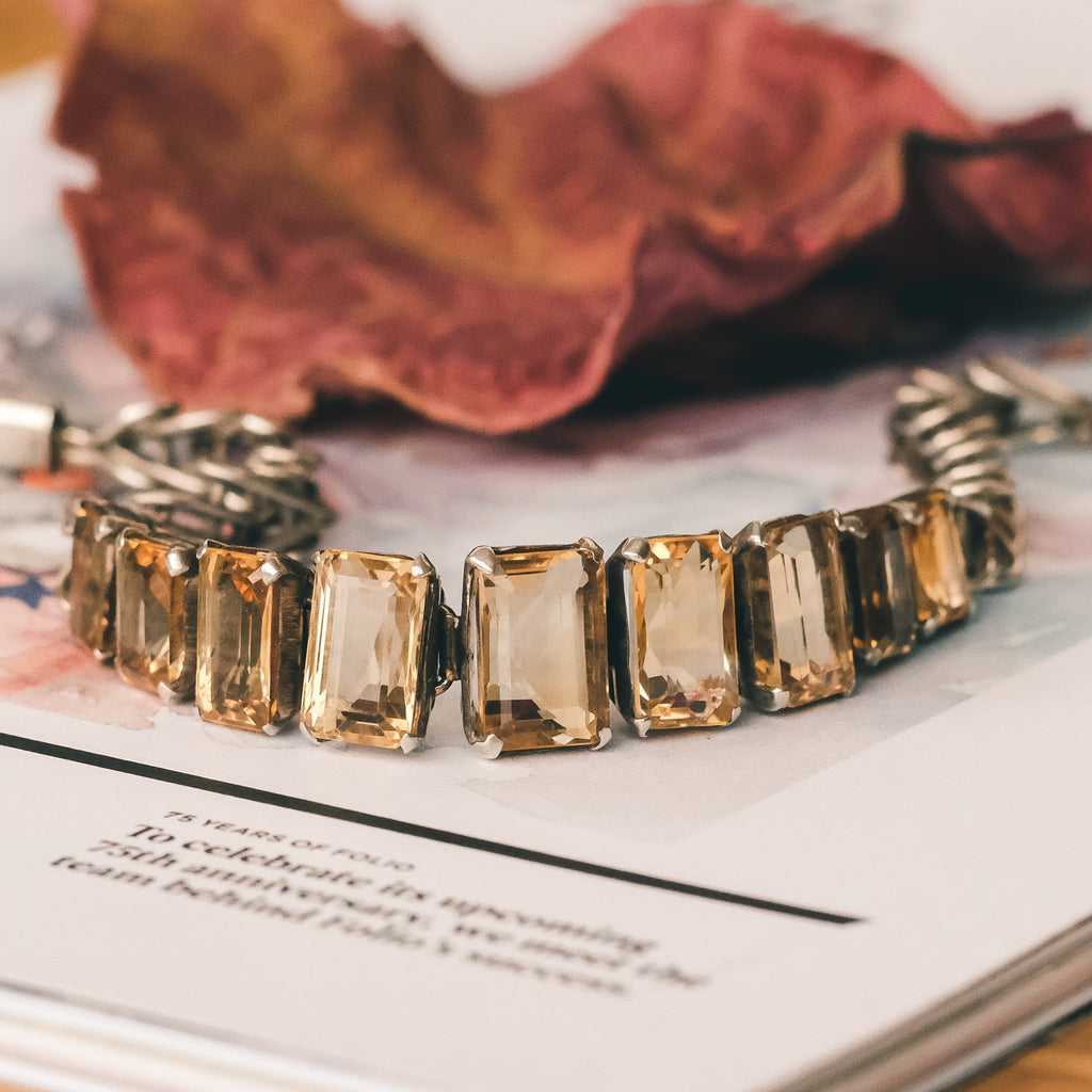 1950s Mid-Century 27 Carat Citrine Bracelet - Lost Owl Jewelry
