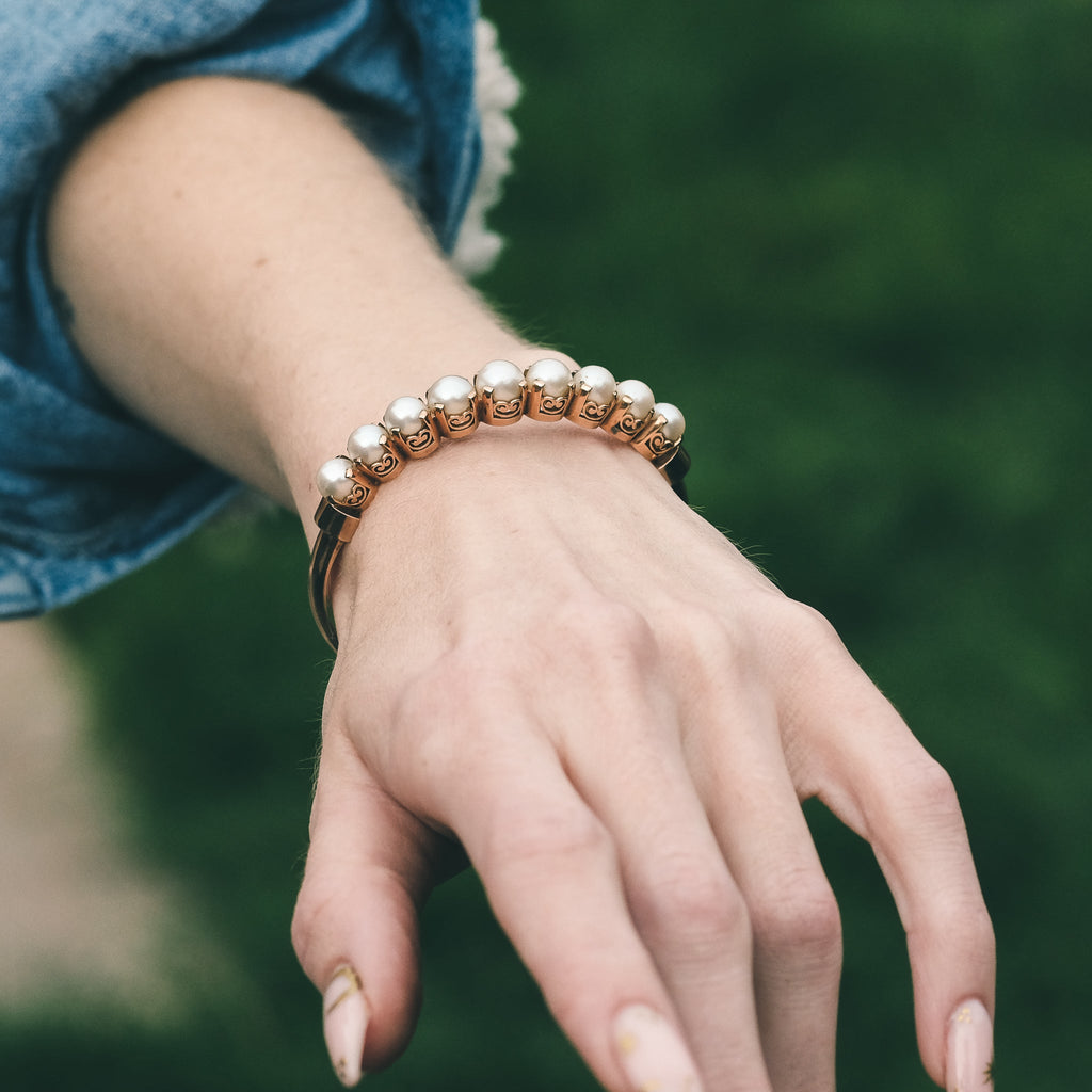 1950s Pearl Bangle - Lost Owl Jewelry