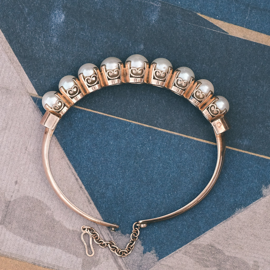 1950s Pearl Bangle - Lost Owl Jewelry