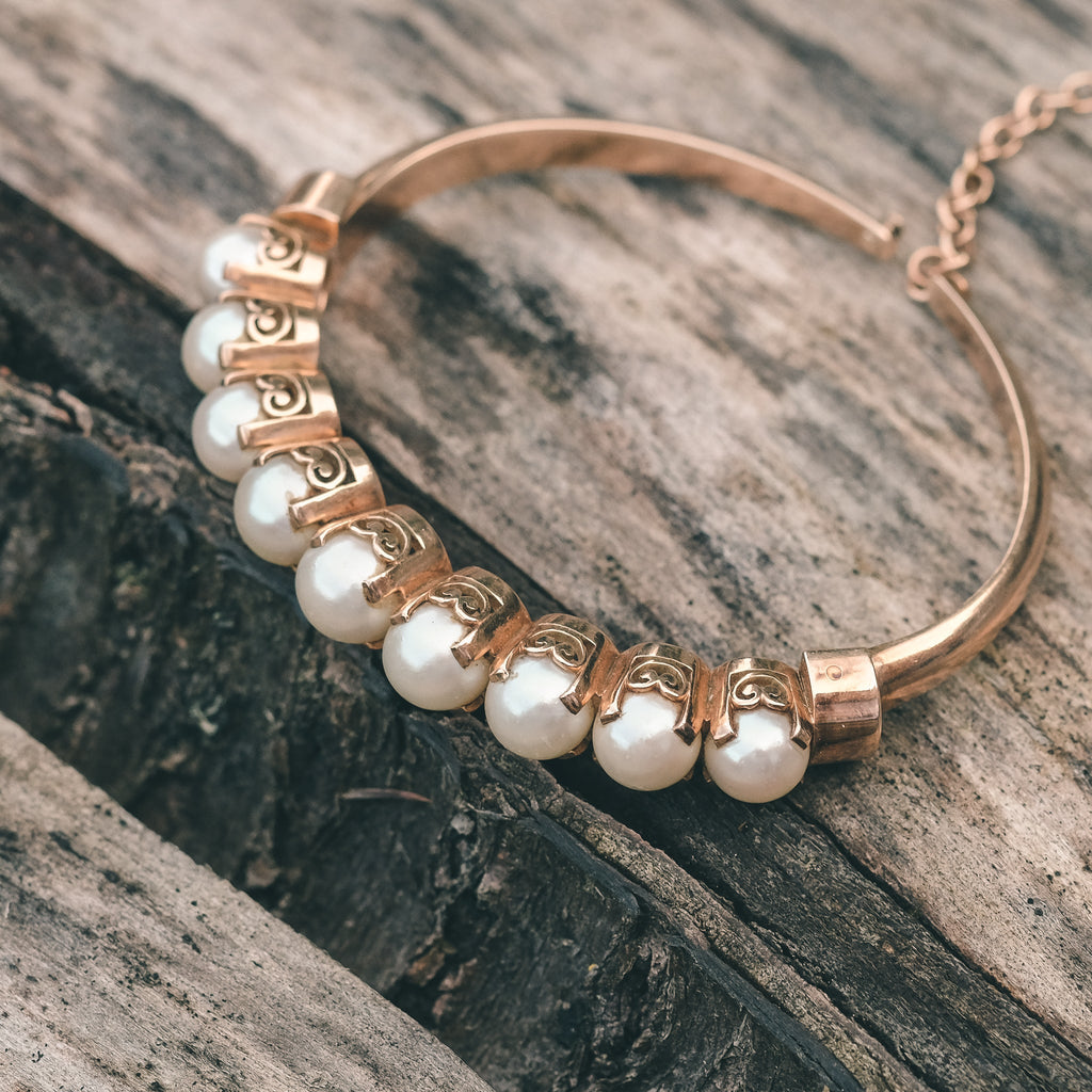 1950s Pearl Bangle - Lost Owl Jewelry