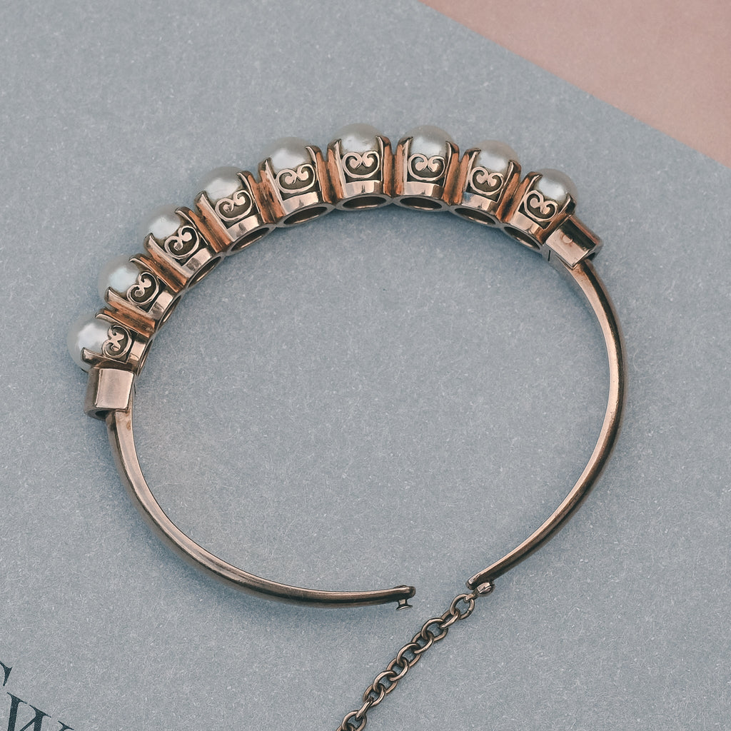 1950s Pearl Bangle - Lost Owl Jewelry