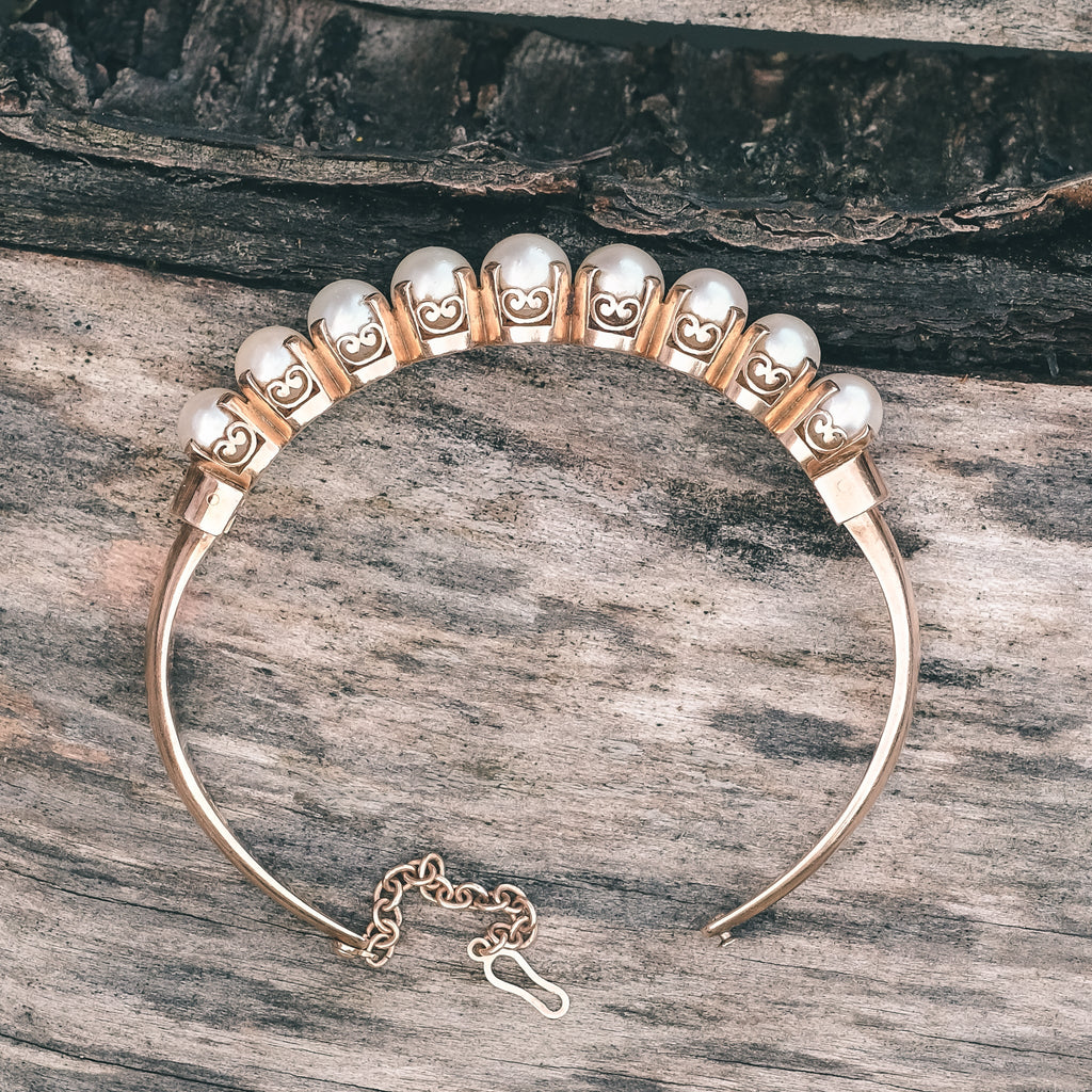 1950s Pearl Bangle - Lost Owl Jewelry