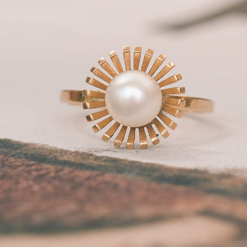 1950s Pearl Sun Ring - Lost Owl Jewelry