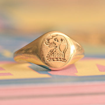 1950s Scenthound Intaglio Signet Ring - Lost Owl Jewelry