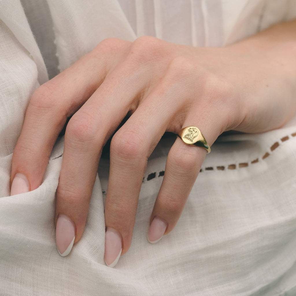 1950s Scenthound Intaglio Signet Ring - Lost Owl Jewelry