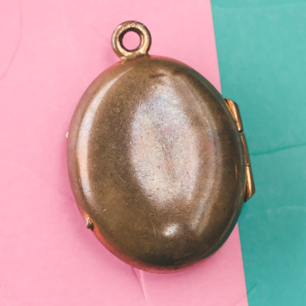 1950s Striped Enamel Locket - Lost Owl Jewelry