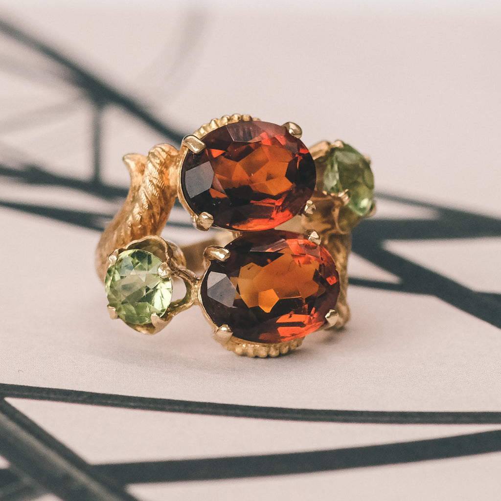 1960s Citrine & Peridot Ring - Lost Owl Jewelry