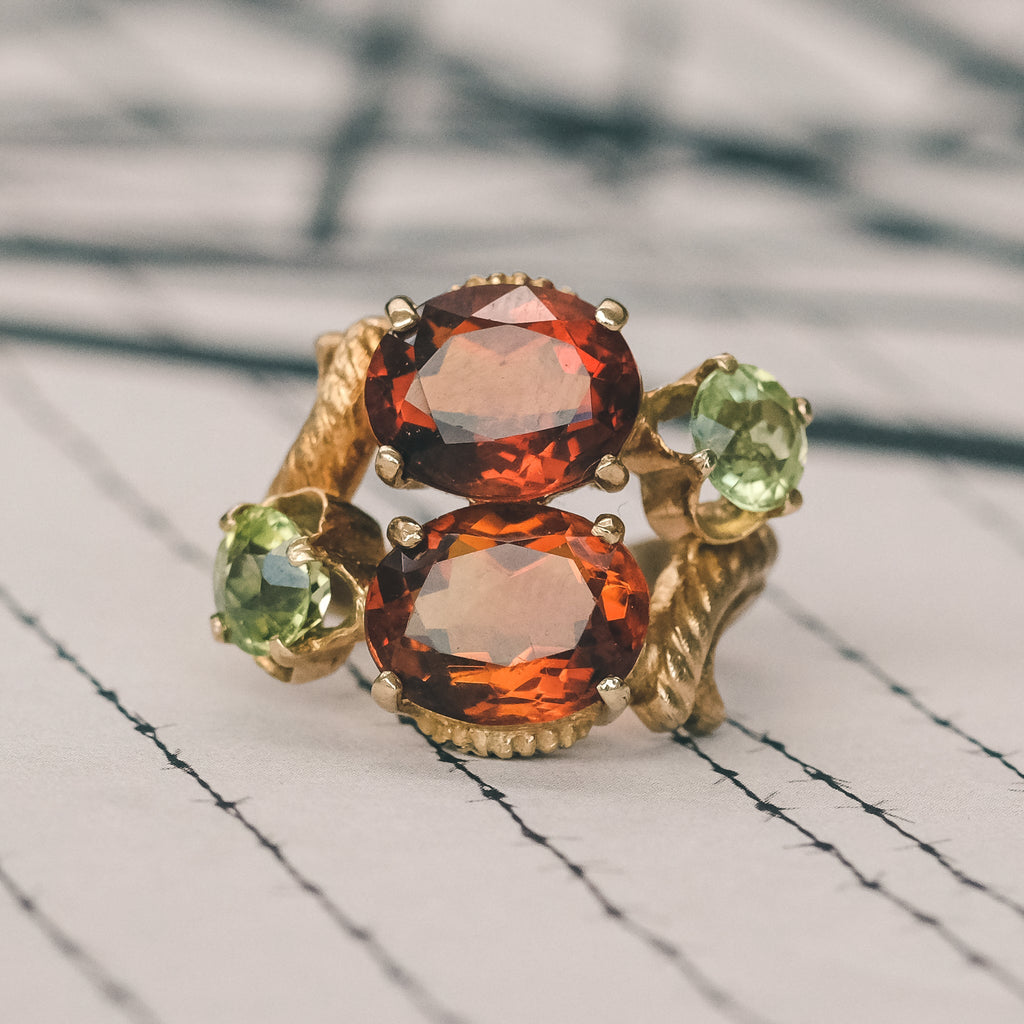 1960s Citrine & Peridot Ring - Lost Owl Jewelry