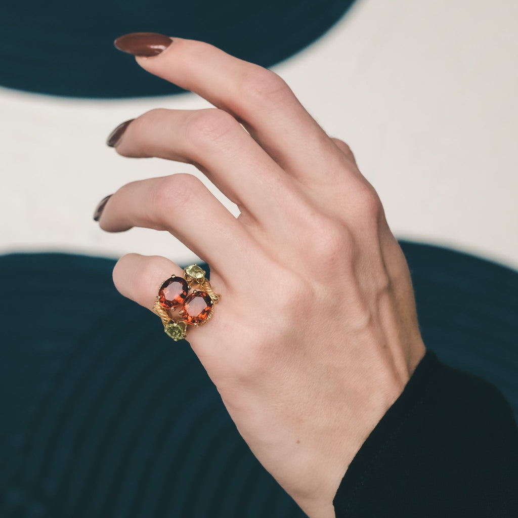 1960s Citrine & Peridot Ring - Lost Owl Jewelry