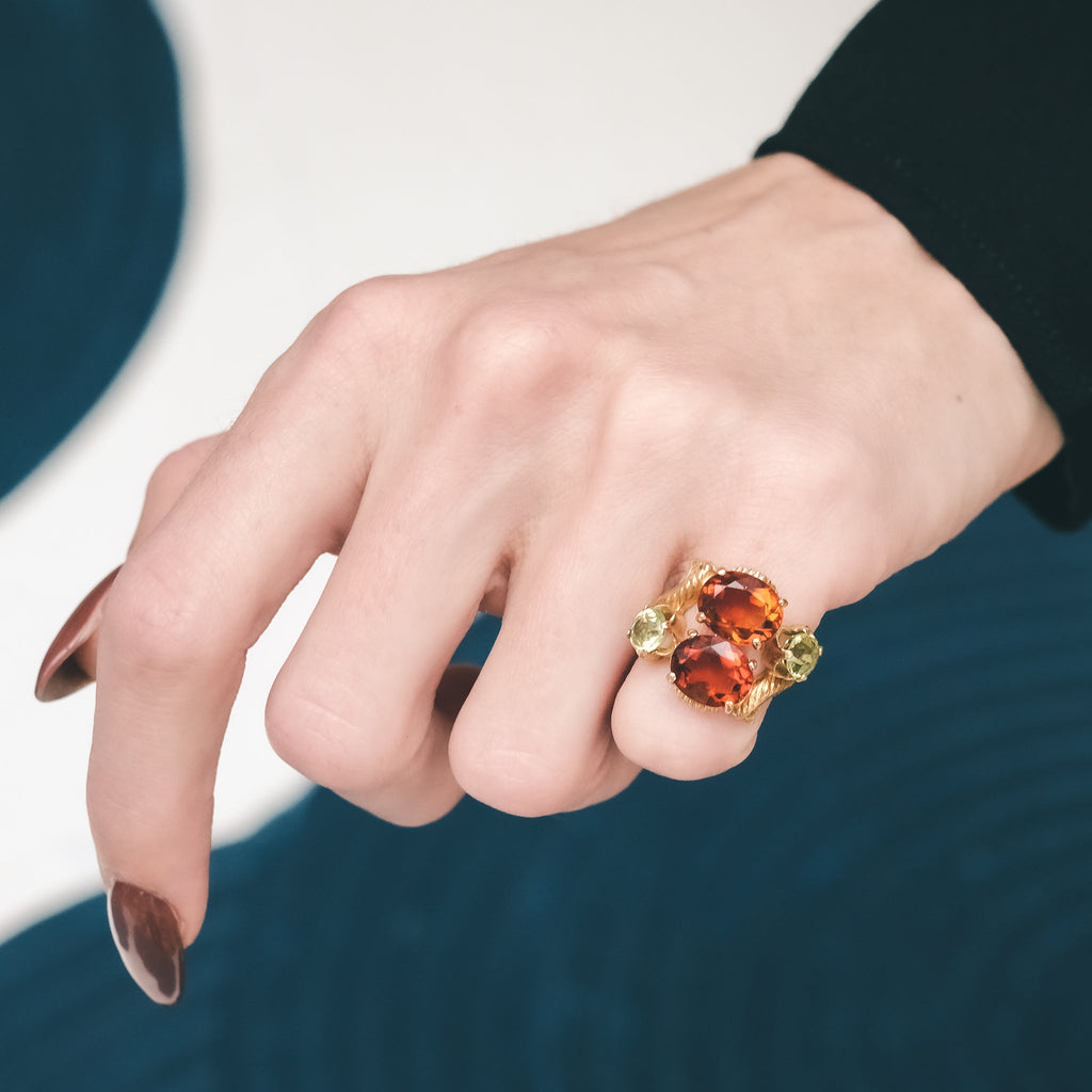 1960s Citrine & Peridot Ring - Lost Owl Jewelry