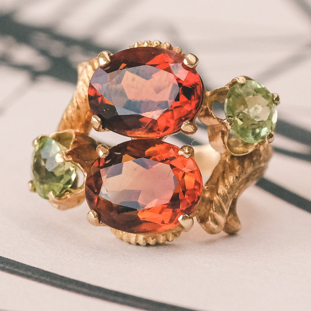 1960s Citrine & Peridot Ring - Lost Owl Jewelry