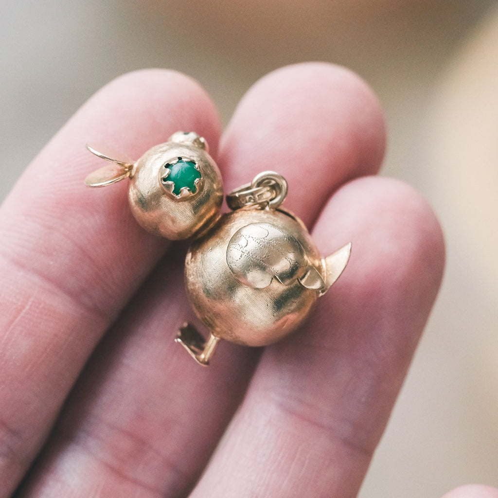 1960s Gold Duck Pendant - Lost Owl Jewelry