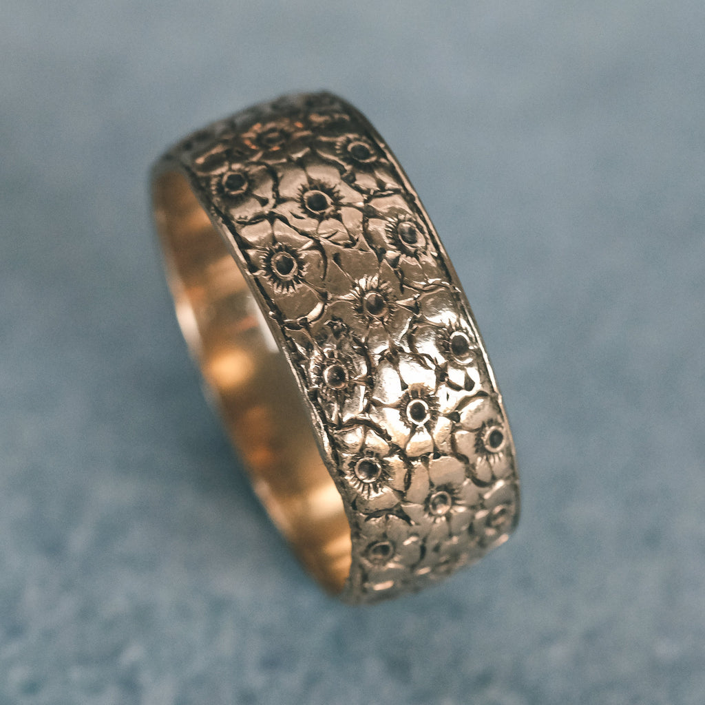 1965 Engraved Floral Band - Lost Owl Jewelry