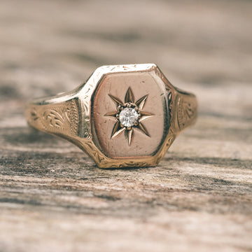 1967 Diamond Signet Ring - Lost Owl Jewelry