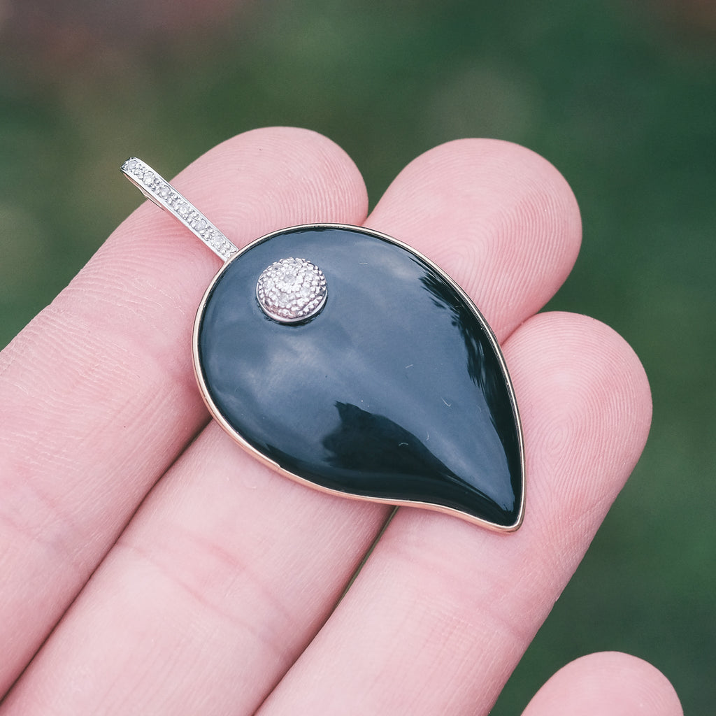 1970s Black Witch's Heart Pendant - Lost Owl Jewelry