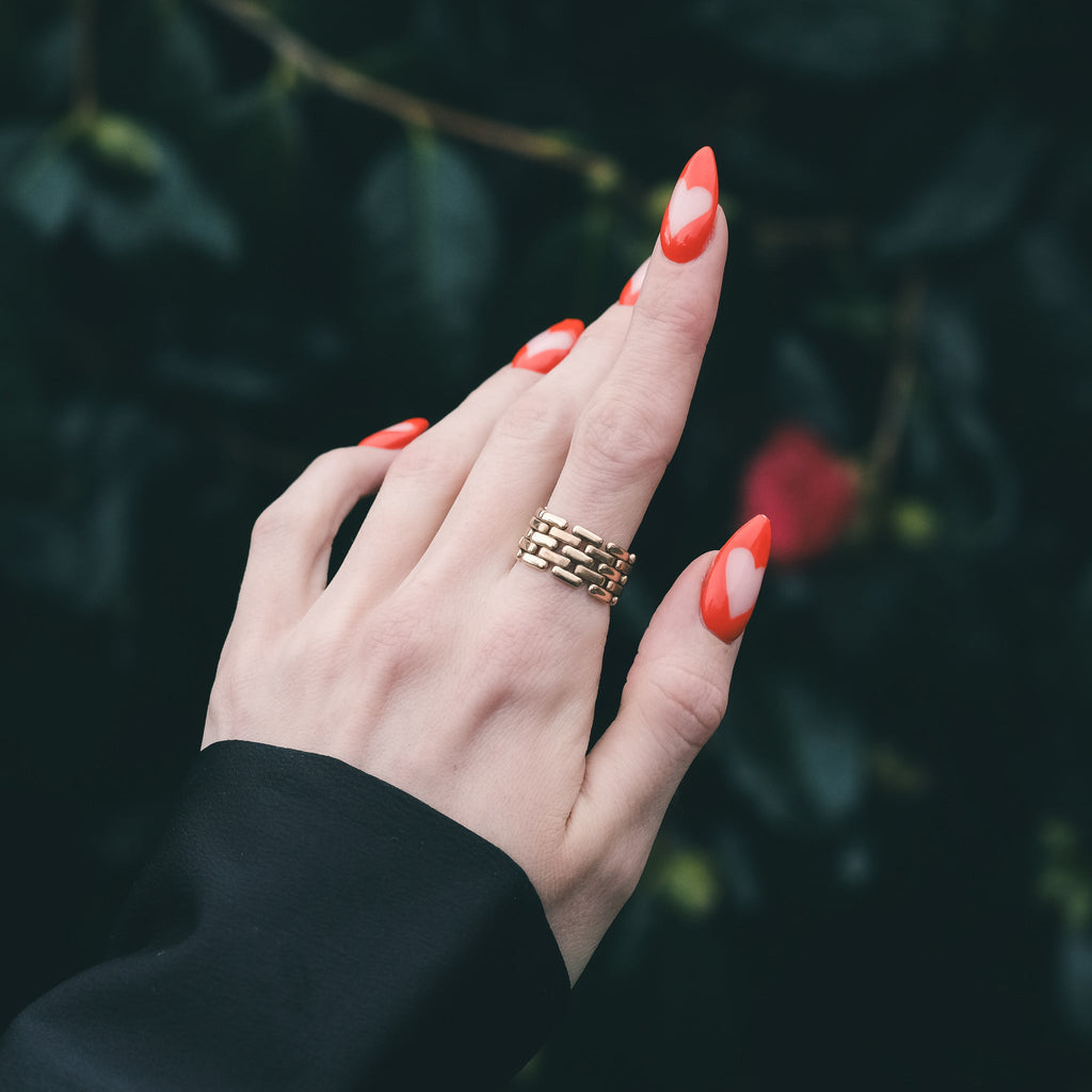 1970s Brick-Link Chain Ring - Lost Owl Jewelry