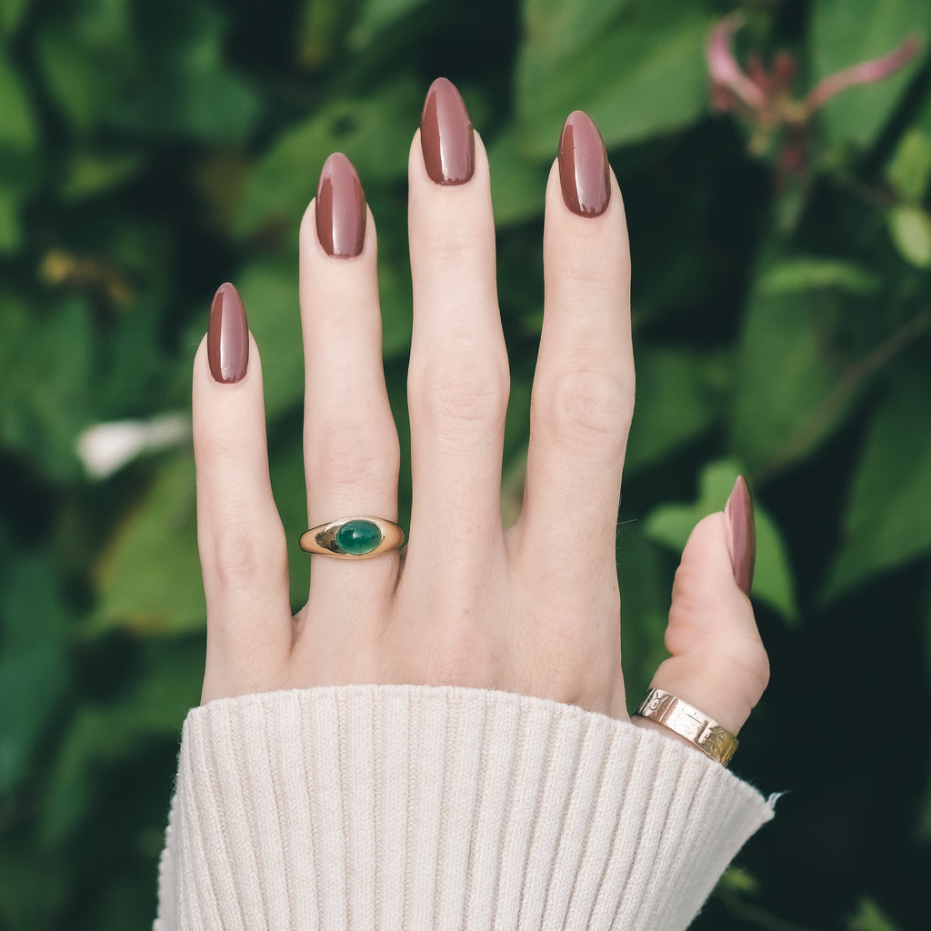 1970s Emerald Cabochon Ring - Lost Owl Jewelry