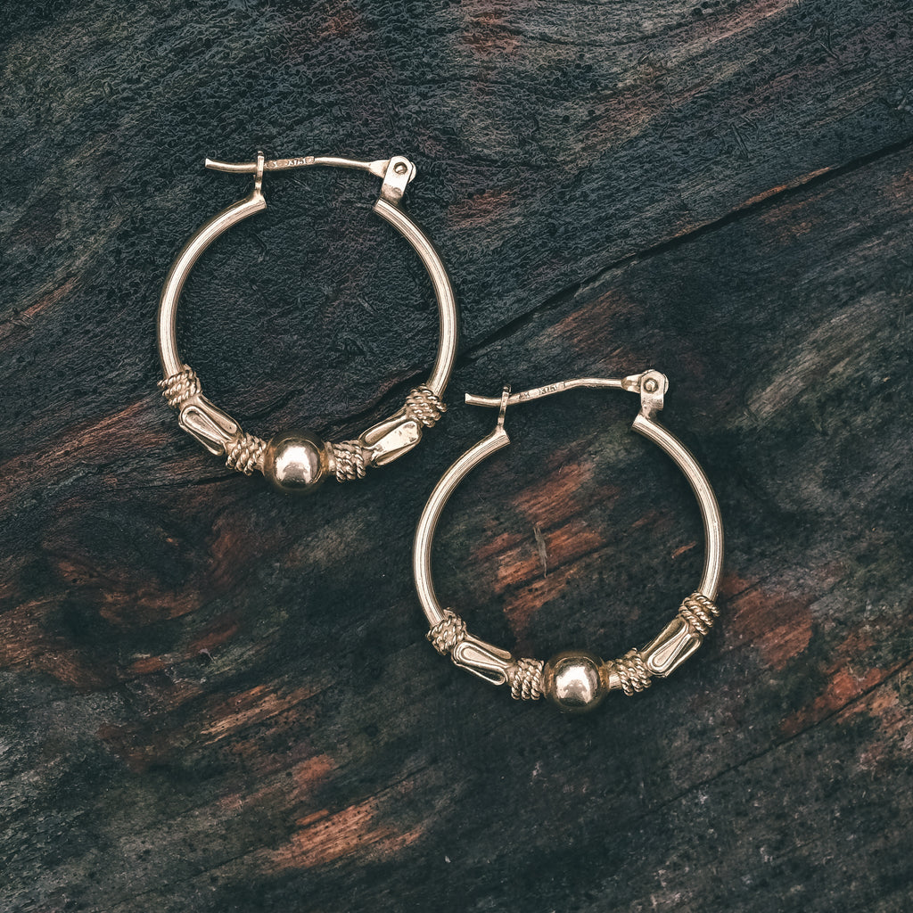 1970s Etruscan Hoop Earrings - Lost Owl Jewelry