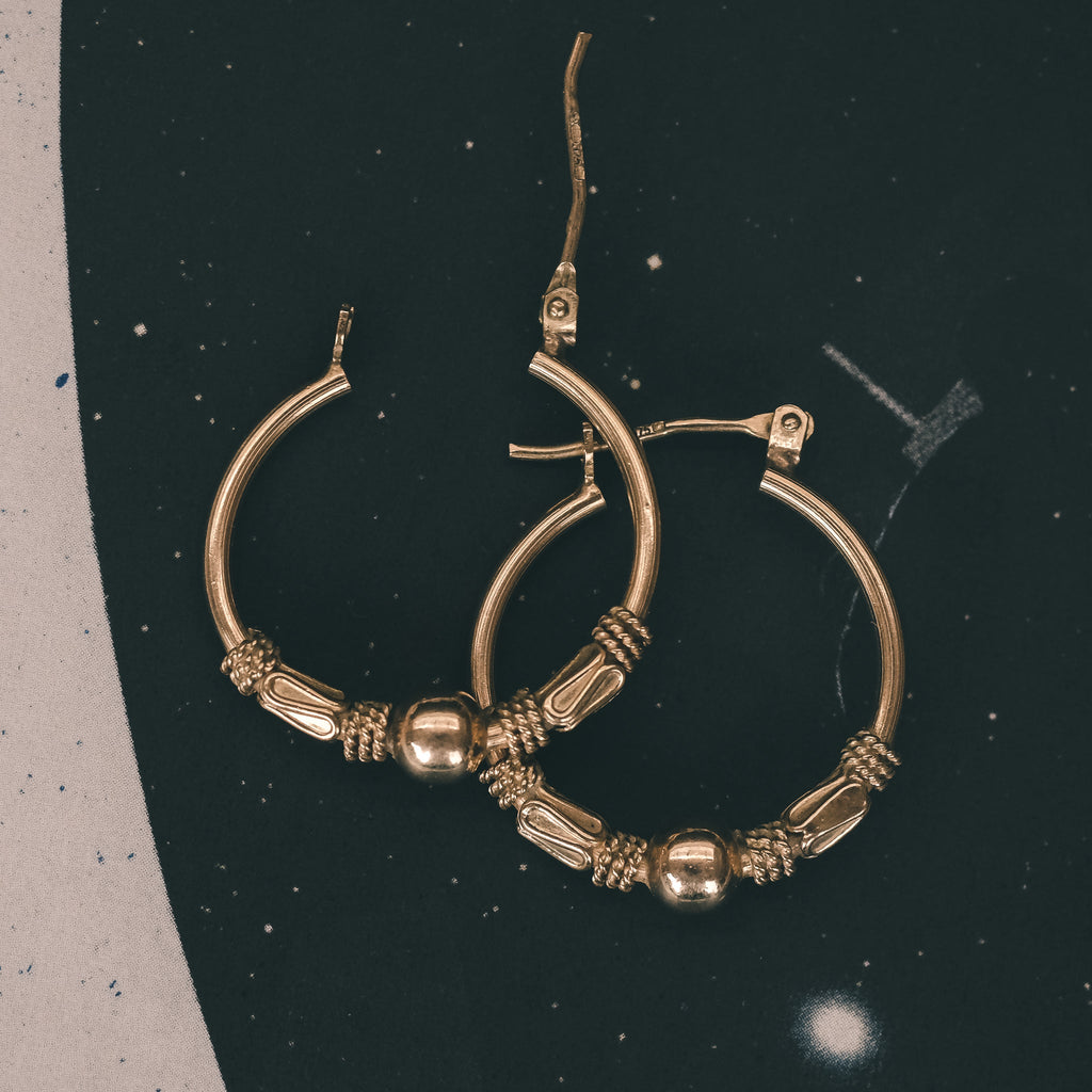 1970s Etruscan Hoop Earrings - Lost Owl Jewelry