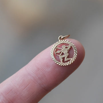 1970s Gold Sagittarius Charm - Lost Owl Jewelry