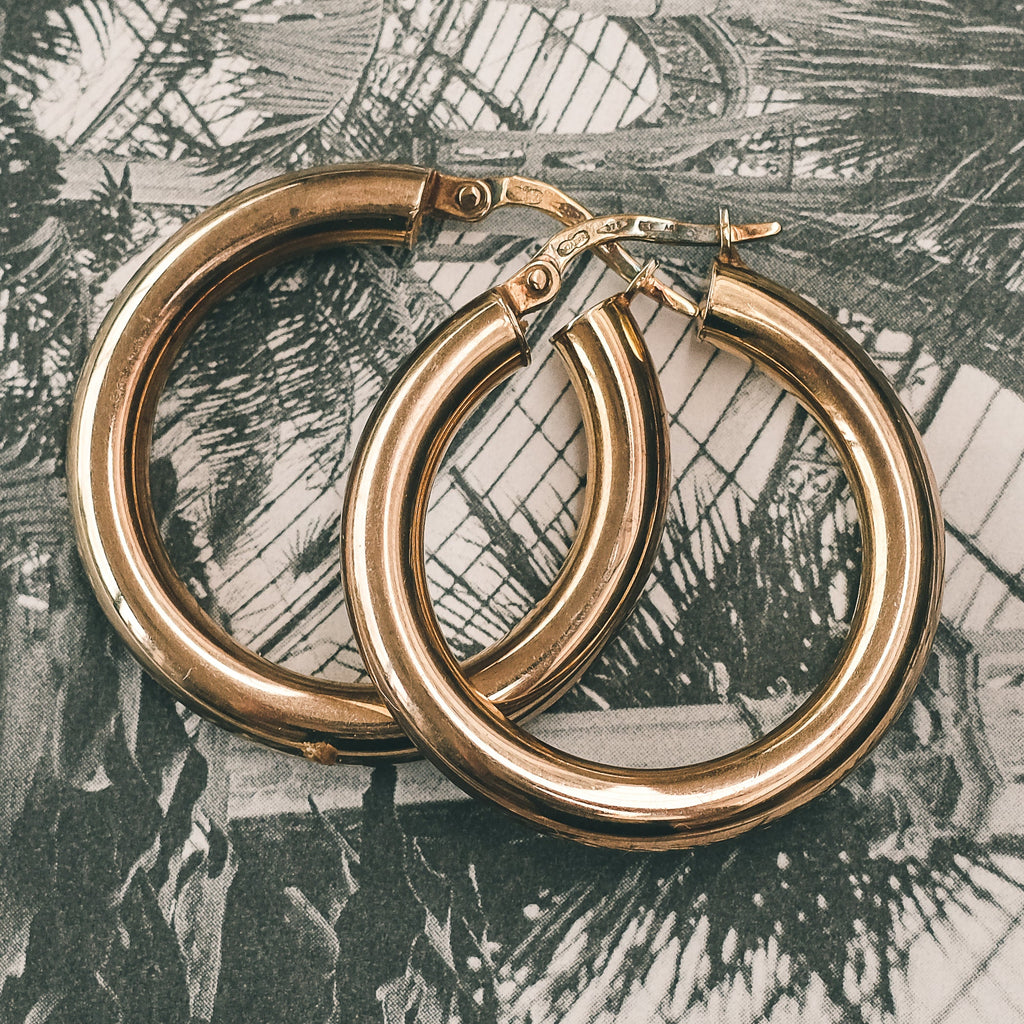 1970s Italian Gold Hoops - Lost Owl Jewelry