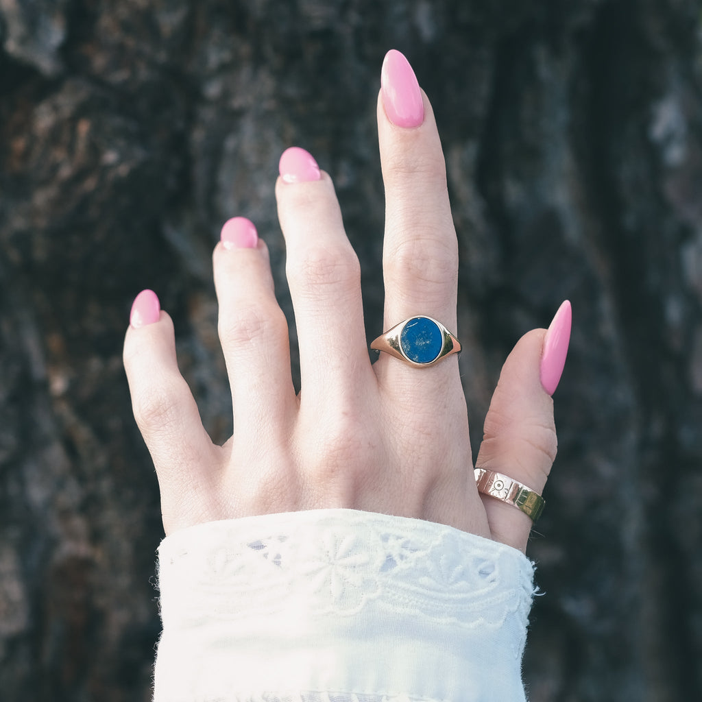 1970s Lapis Signet Ring - Lost Owl Jewelry