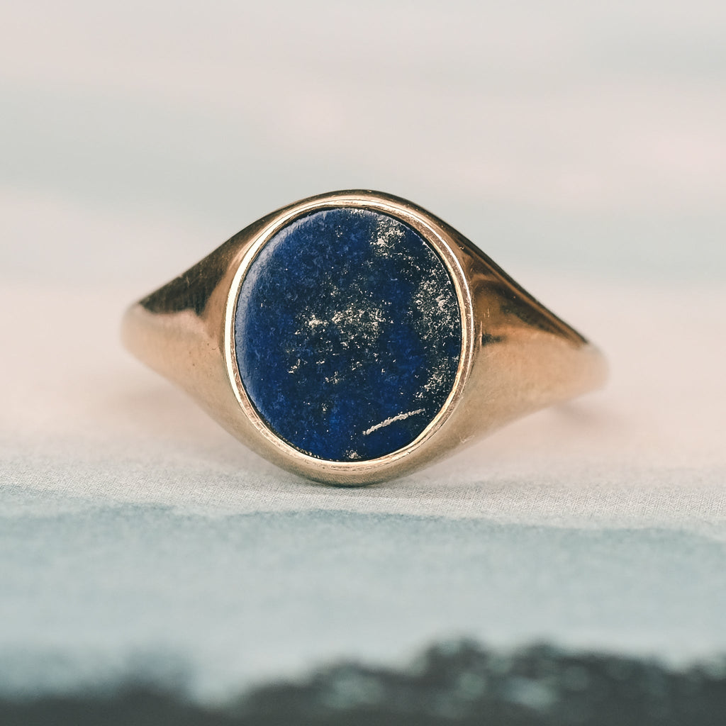 1970s Lapis Signet Ring - Lost Owl Jewelry