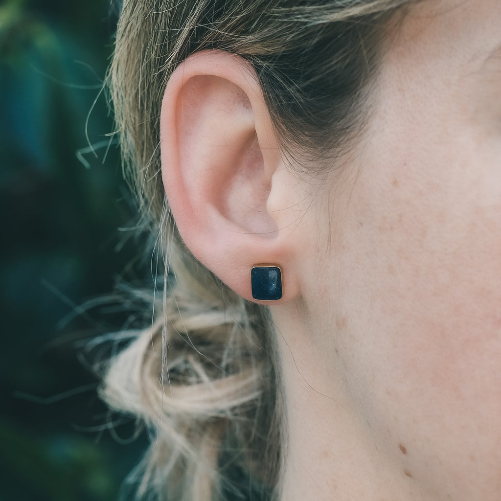 1970s Lapis Stud Earrings - Lost Owl Jewelry