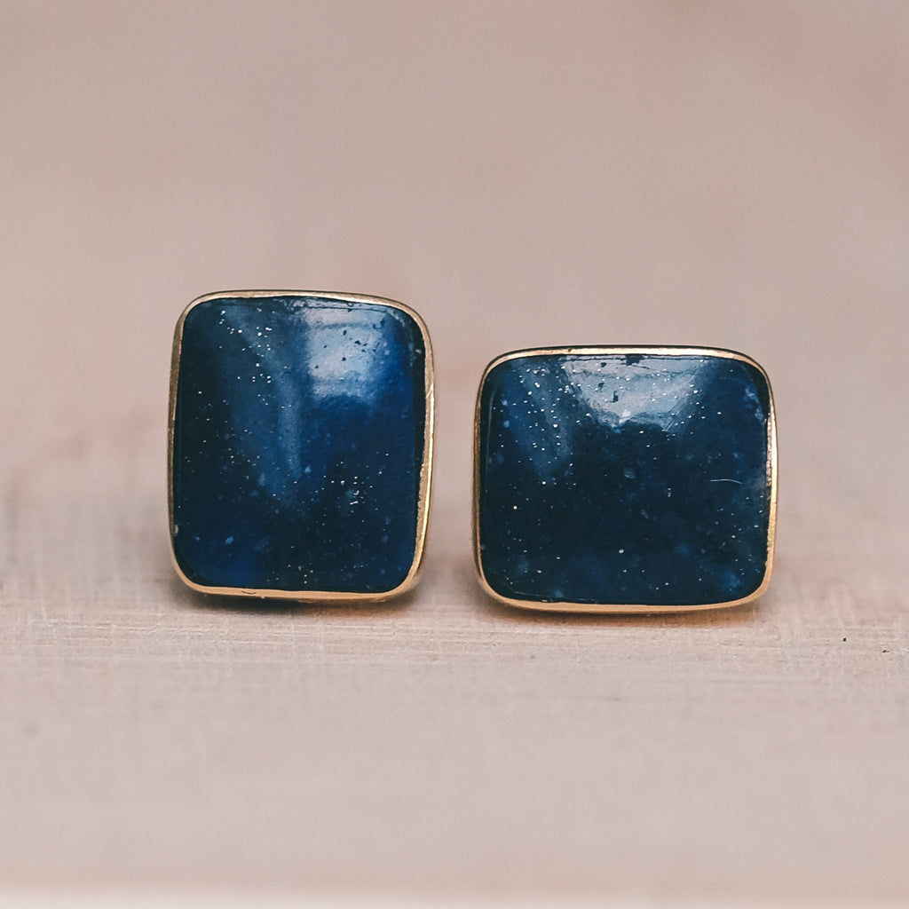 1970s Lapis Stud Earrings - Lost Owl Jewelry