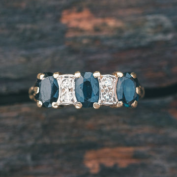 1973 Sapphire Trilogy Ring - Lost Owl Jewelry