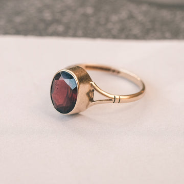 1980 Garnet Solitaire Ring - Lost Owl Jewelry