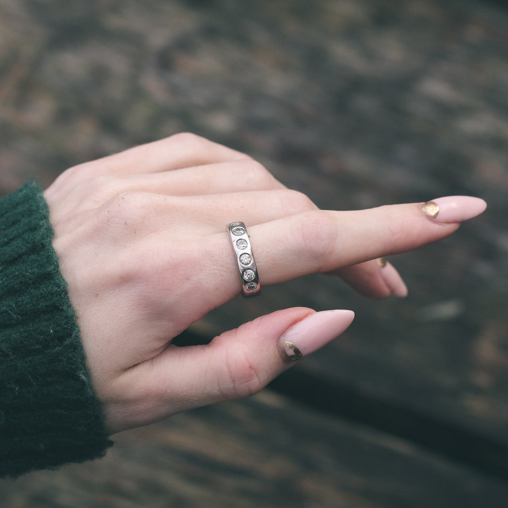 1980s Diamond Half Eternity Ring - Lost Owl Jewelry