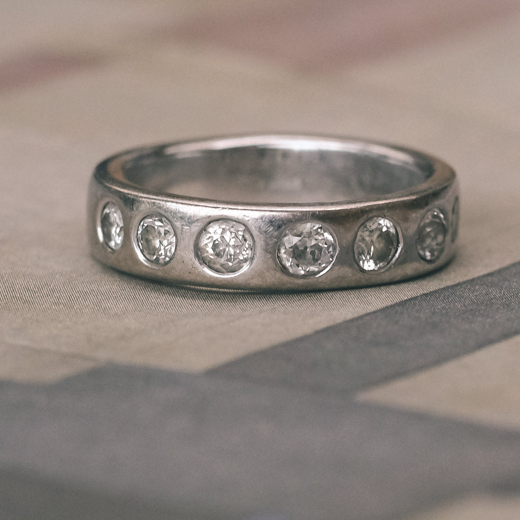 1980s Diamond Half Eternity Ring - Lost Owl Jewelry