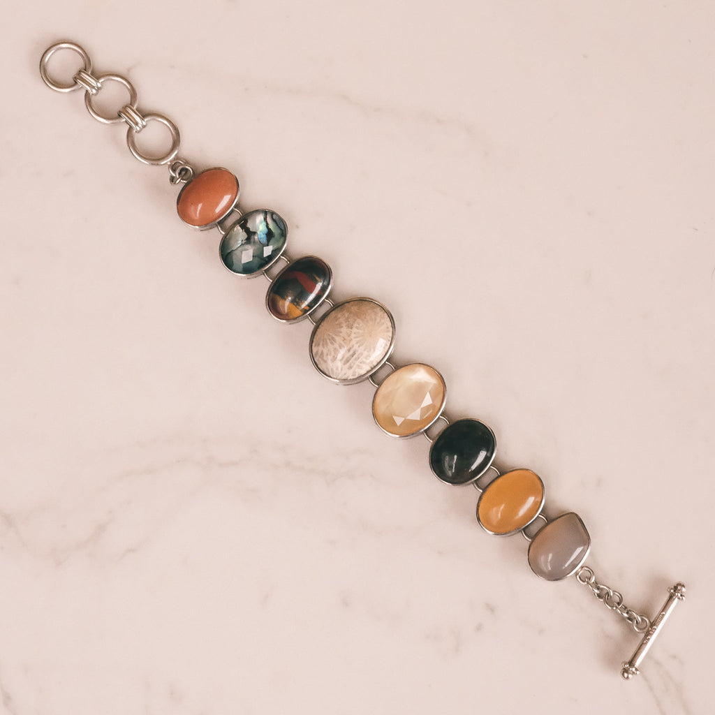 1980s Gemstone Specimen Bracelet - Lost Owl Jewelry