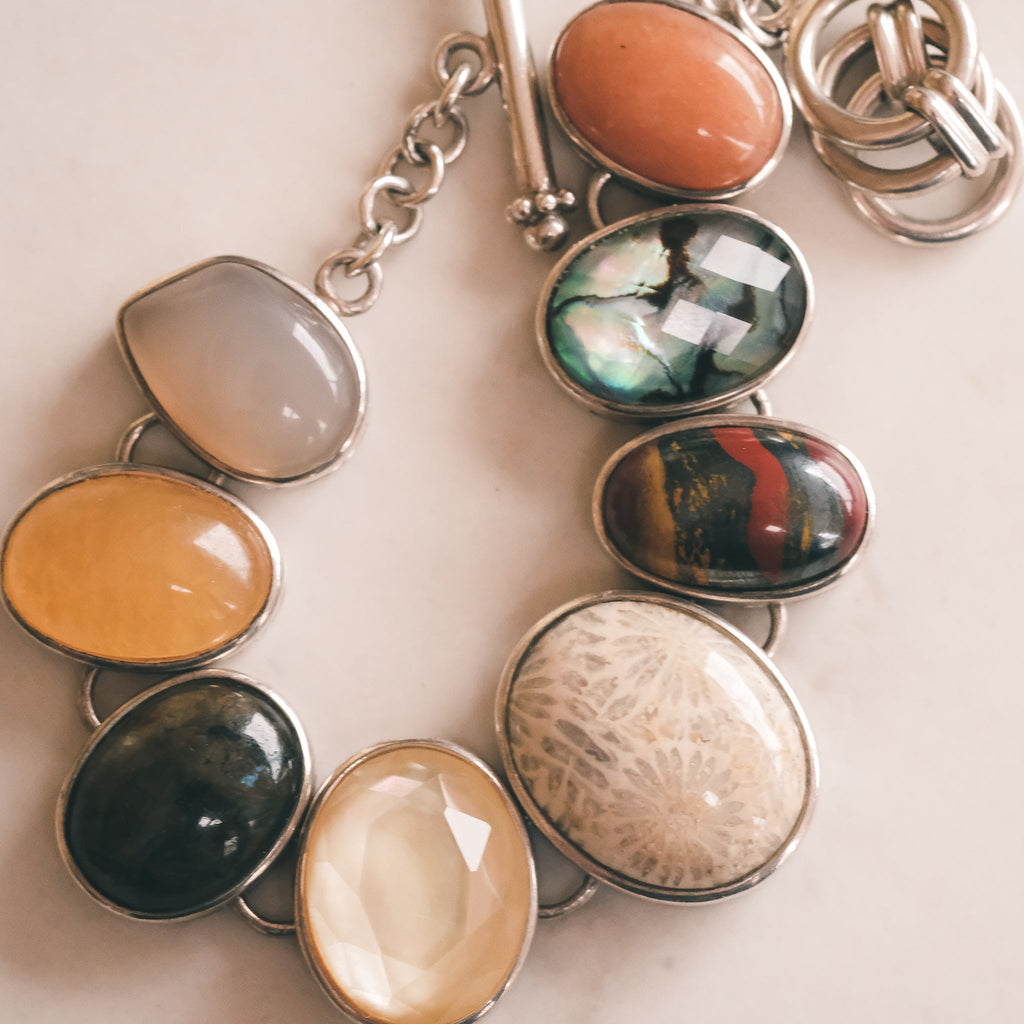 1980s Gemstone Specimen Bracelet - Lost Owl Jewelry
