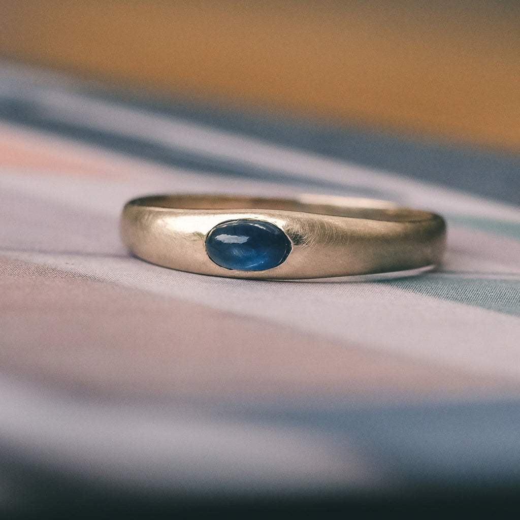 1980s Sapphire Cabochon Band - Lost Owl Jewelry