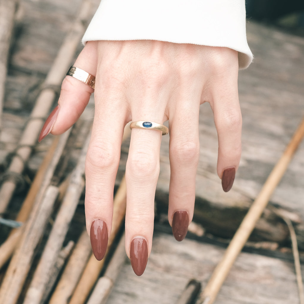 1980s Sapphire Cabochon Band - Lost Owl Jewelry