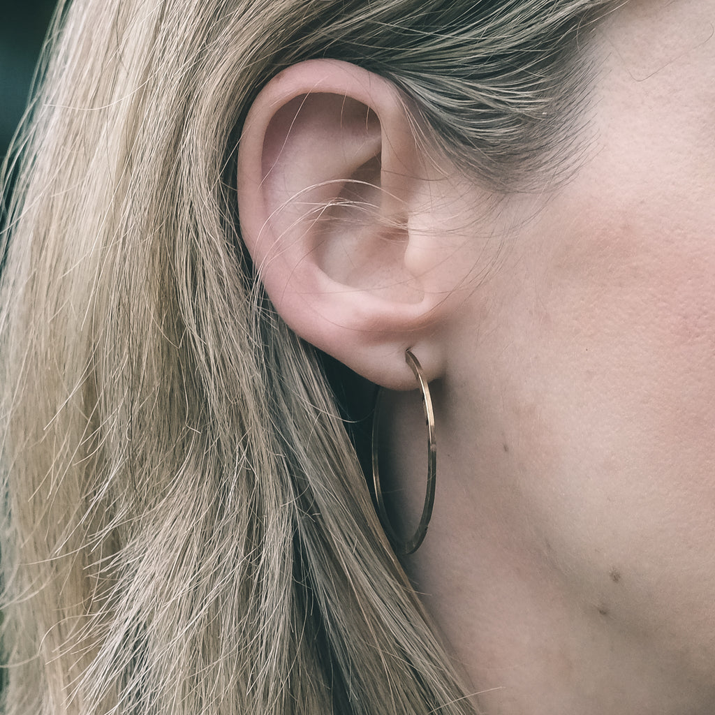 1980s Textured Hoop Earrings - Lost Owl Jewelry