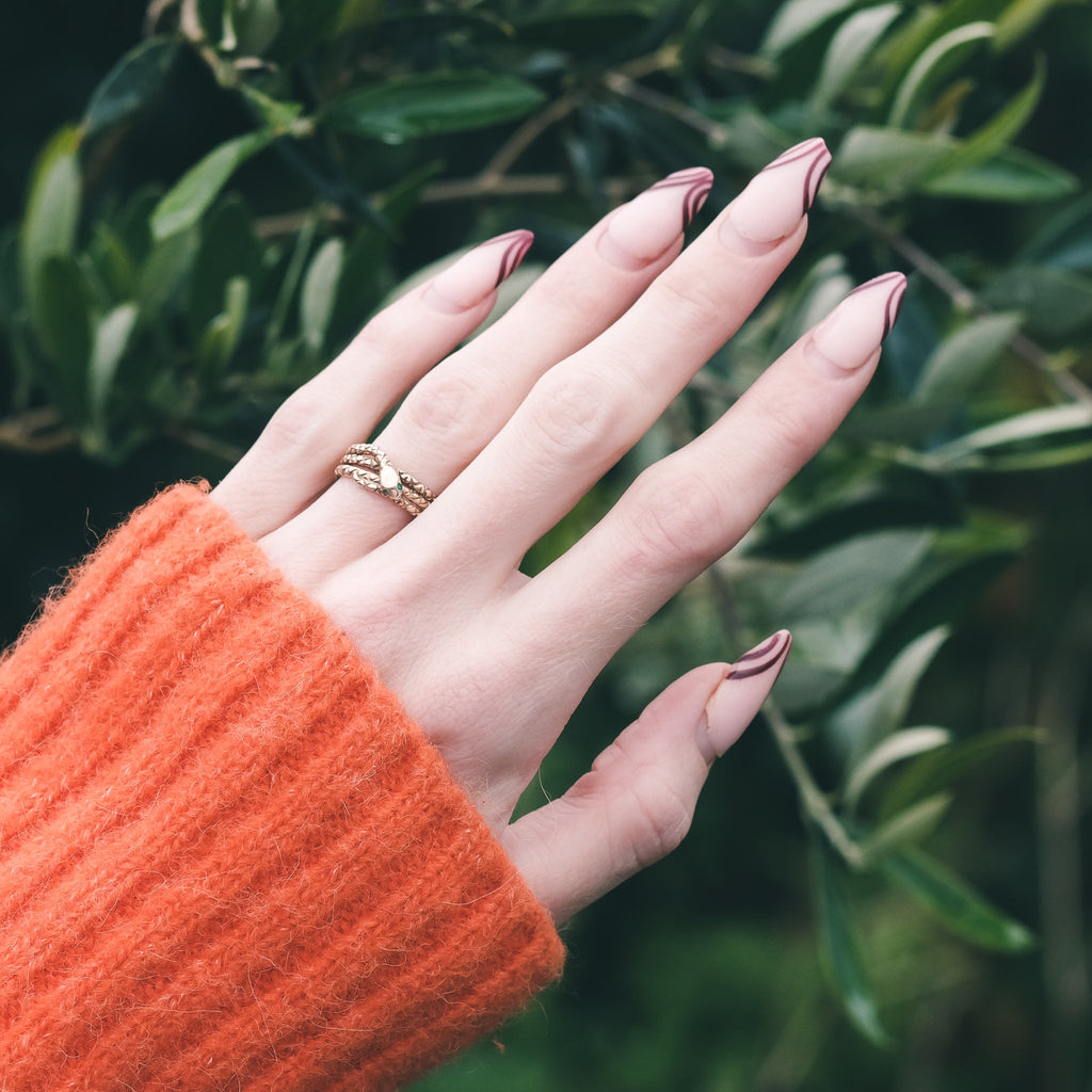 1983 Emerald Eyes Snake Ring - Lost Owl Jewelry