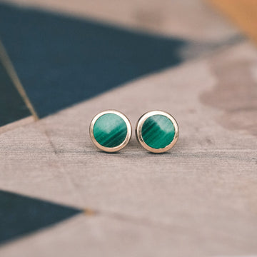 1990 Stripy Green Studs - Lost Owl Jewelry