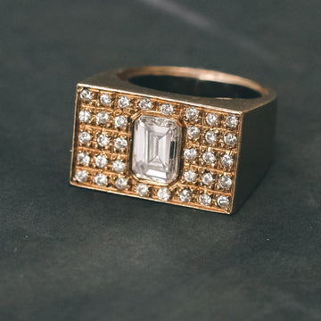 1990s Diamond Signet Ring - Lost Owl Jewelry