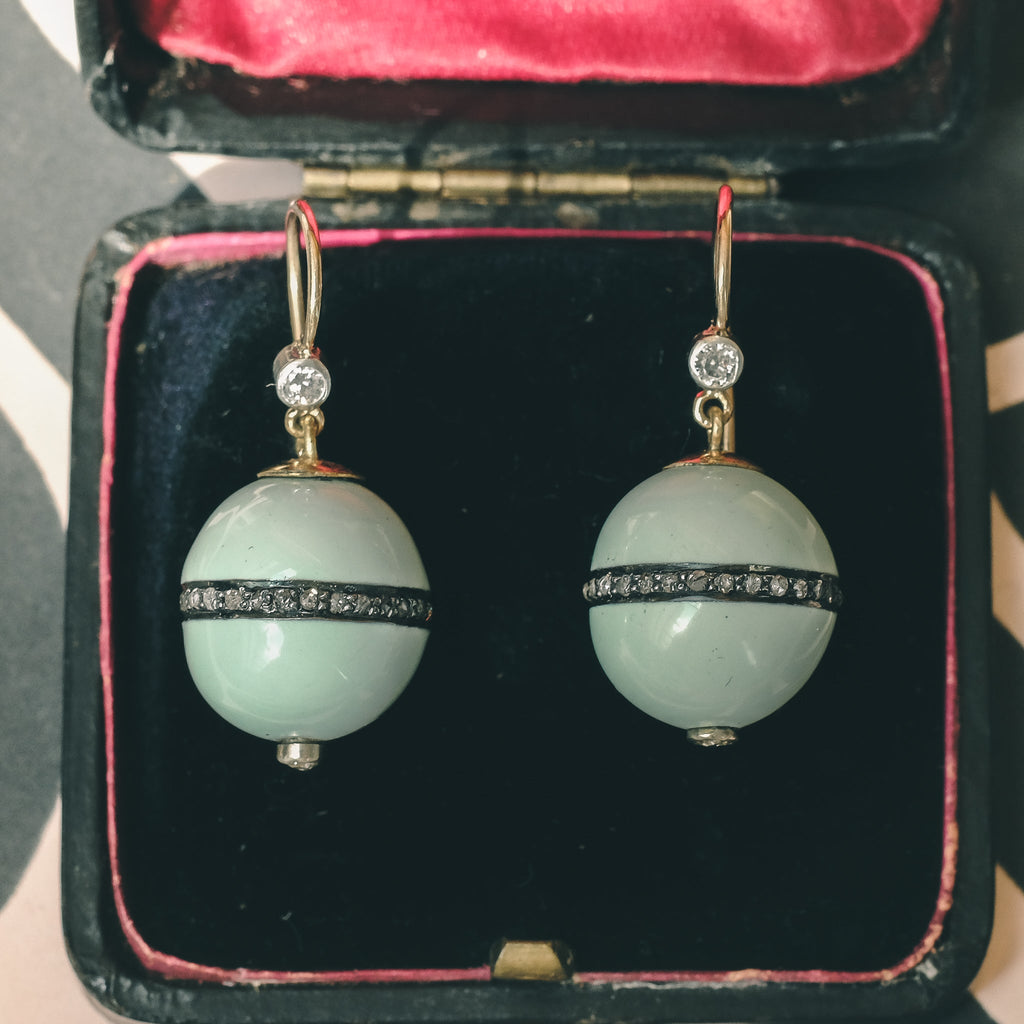 1990s Duck Egg Blue Orb Earrings - Lost Owl Jewelry