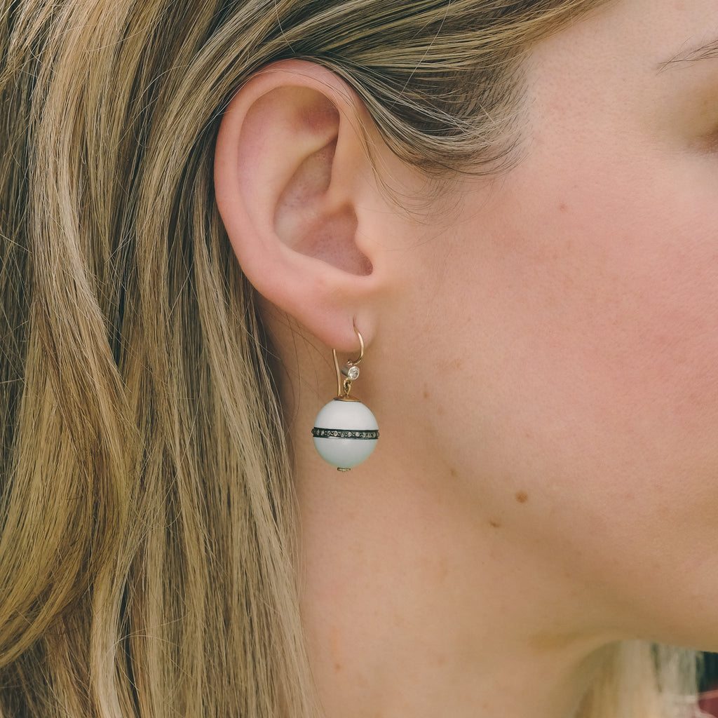 1990s Duck Egg Blue Orb Earrings - Lost Owl Jewelry