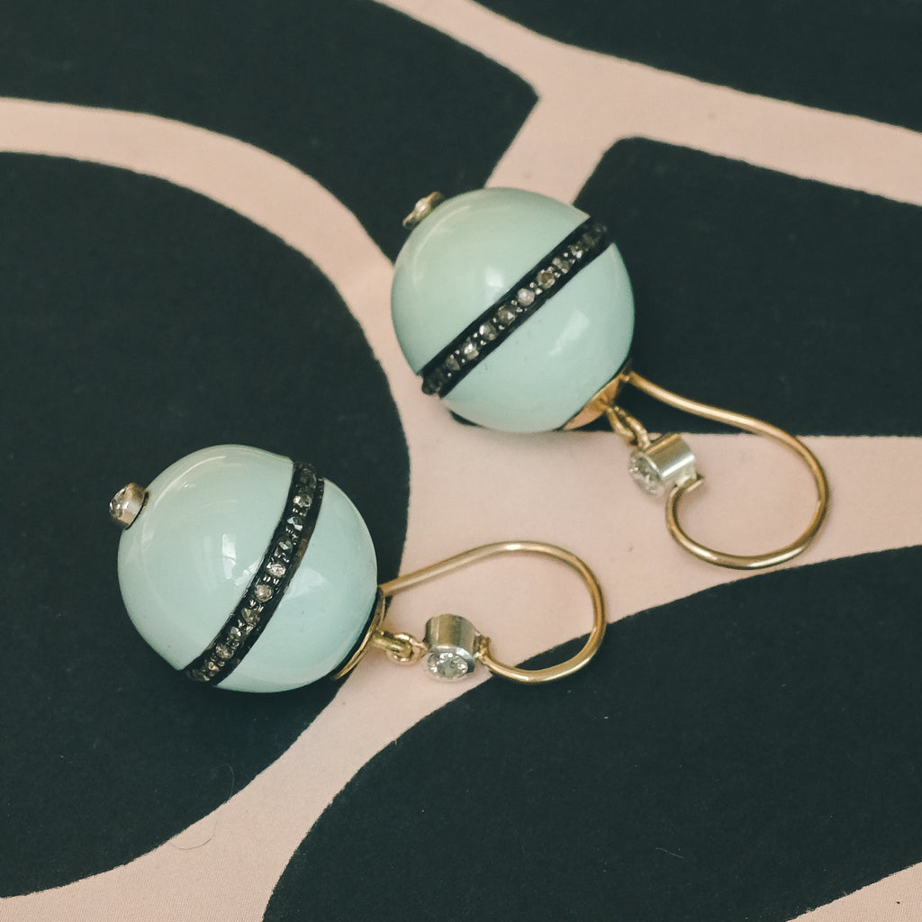 1990s Duck Egg Blue Orb Earrings - Lost Owl Jewelry