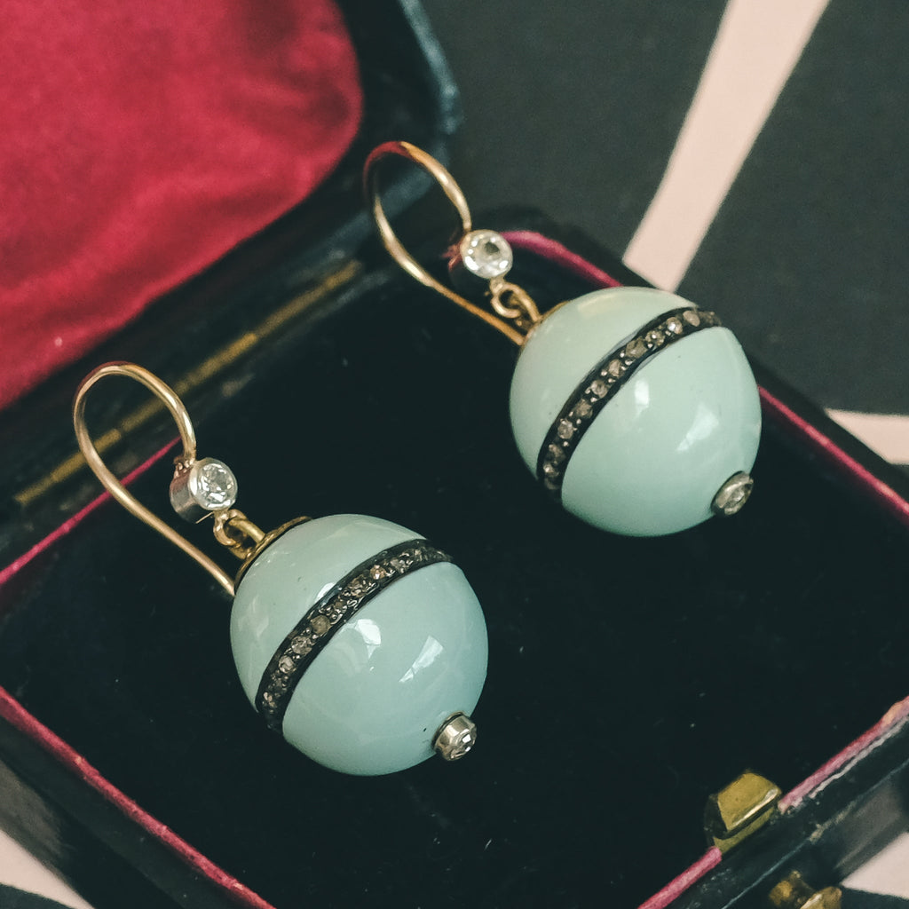1990s Duck Egg Blue Orb Earrings - Lost Owl Jewelry