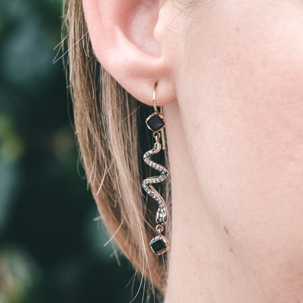 19th Century Snake Earrings - Lost Owl Jewelry