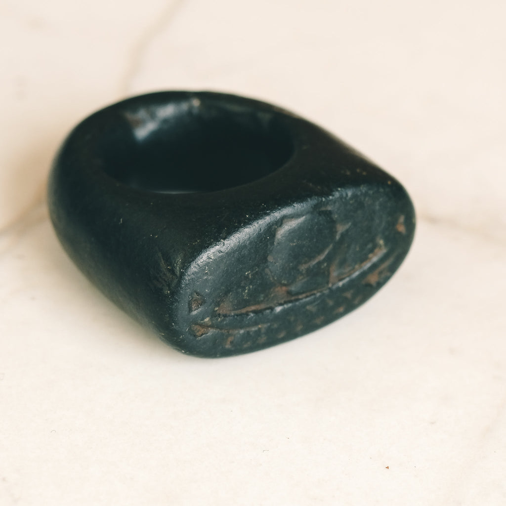 Ancient Egyptian "Solar Barque" Steatite Ring - Lost Owl Jewelry