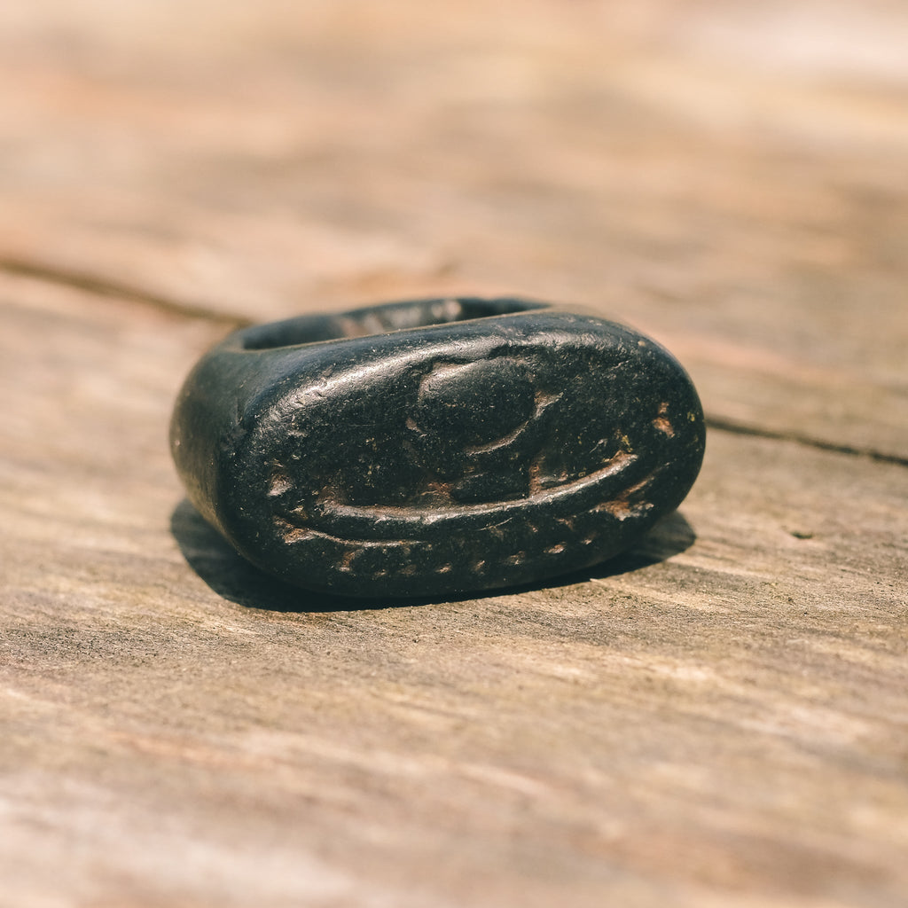 Ancient Egyptian "Solar Barque" Steatite Ring - Lost Owl Jewelry