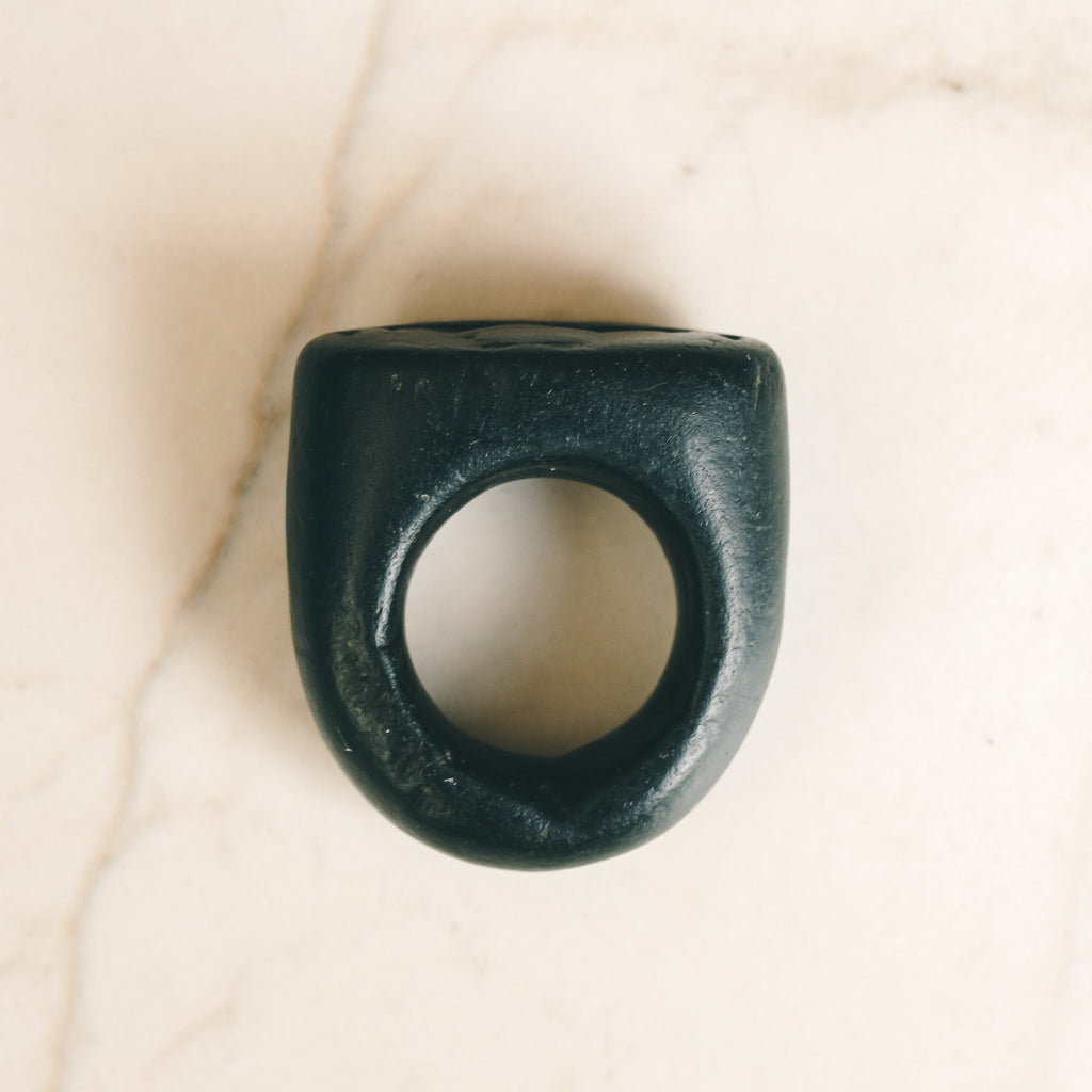 Ancient Egyptian "Solar Barque" Steatite Ring - Lost Owl Jewelry